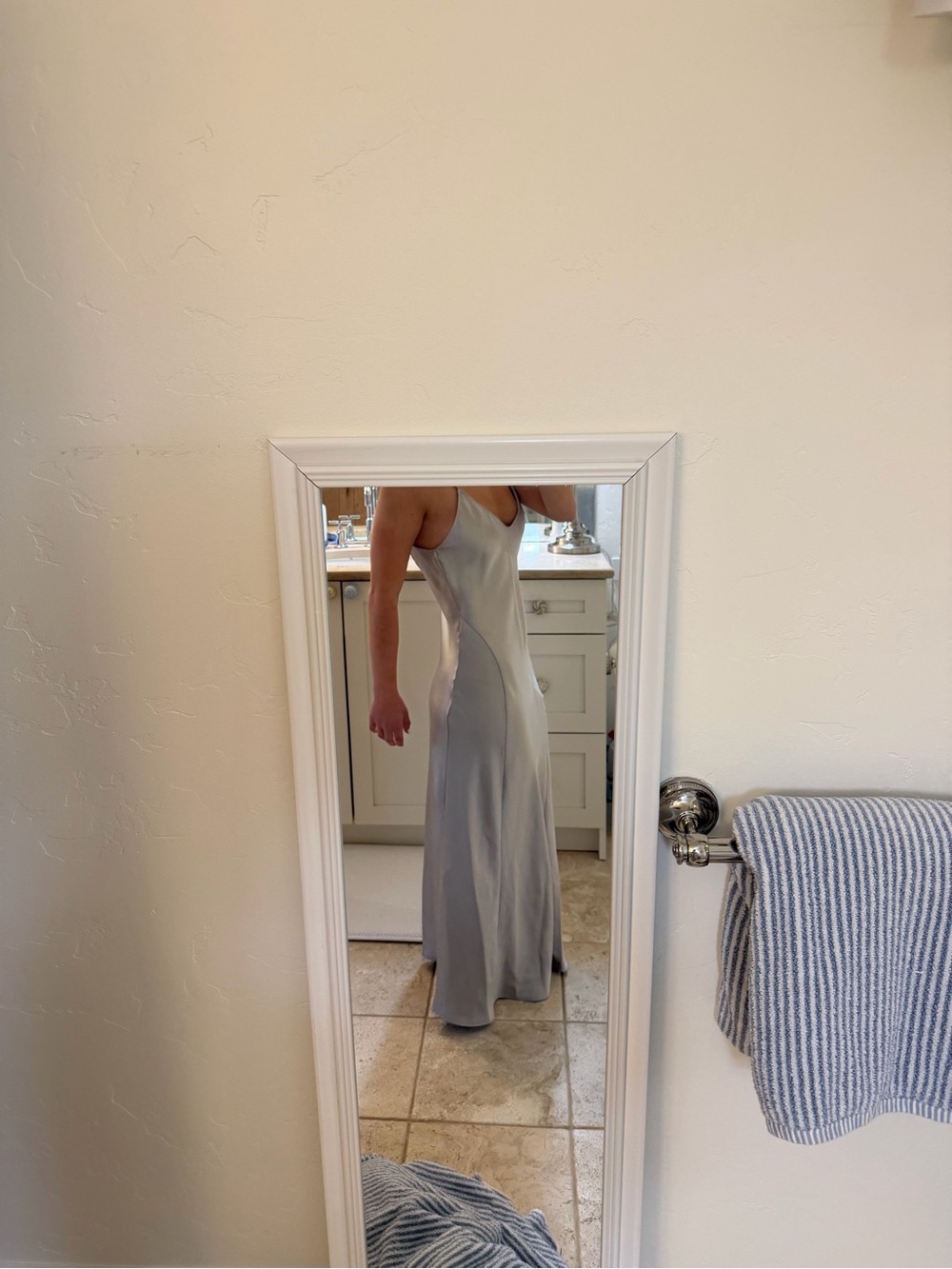 Zara Silver Satin Maxi Slip Dress - Picture 6 of 8